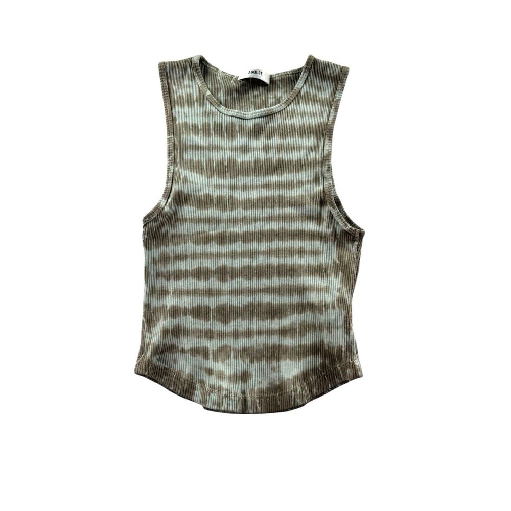 Agolde Nova Tank XS Haze Nebula Tie Dye Cropped Ribbed Organic Cotton